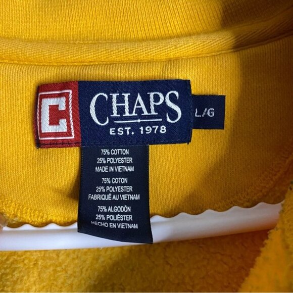 Chaps Men's Yellow 1/4 Zip Striped Long Sleeve Sweatshirt - Picture 5 of 9